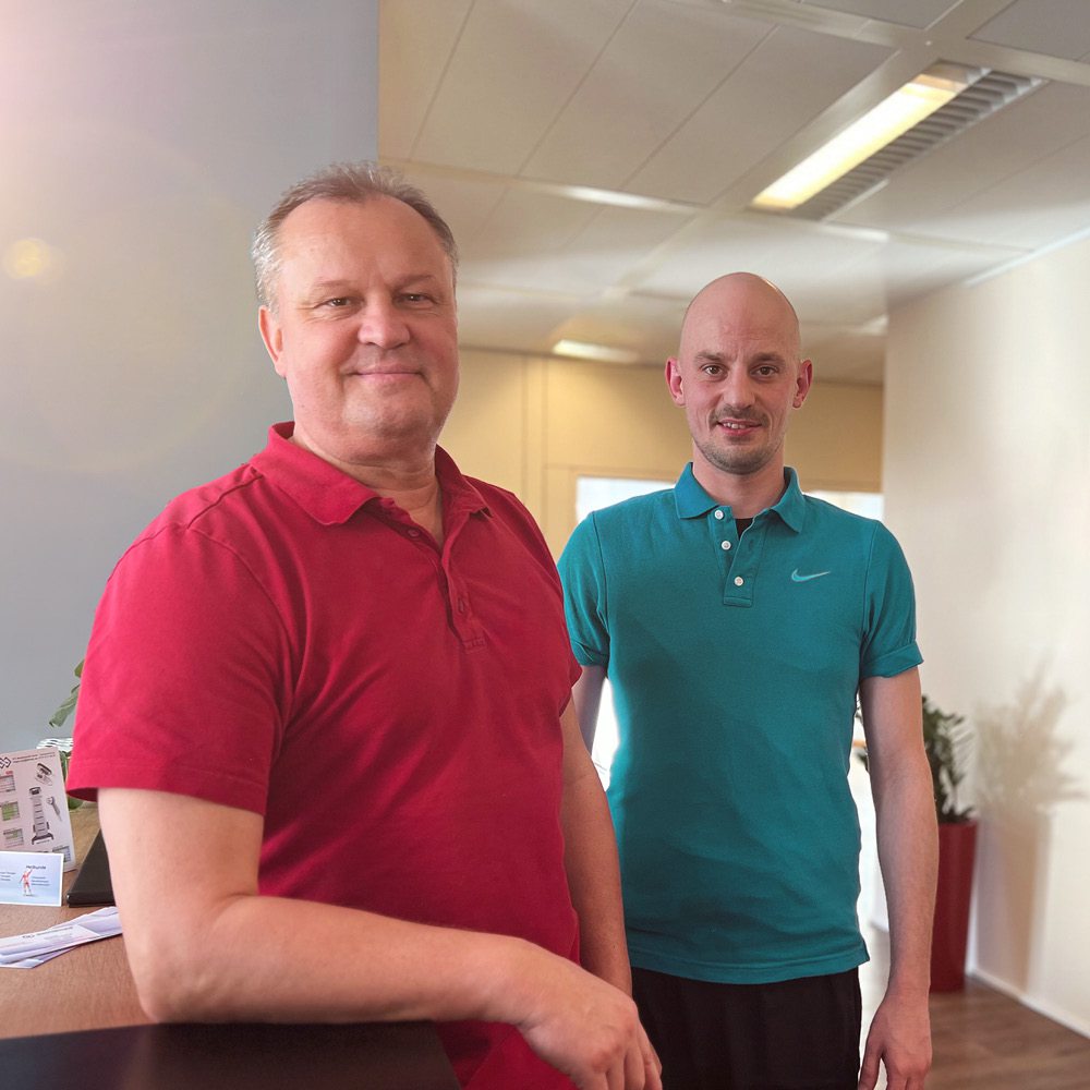 Holger Reuter und Kai Raethel, beides Inhaber, Physiotherapeuten und Osteopathen unserer Praxis somamed in Schorndorf.